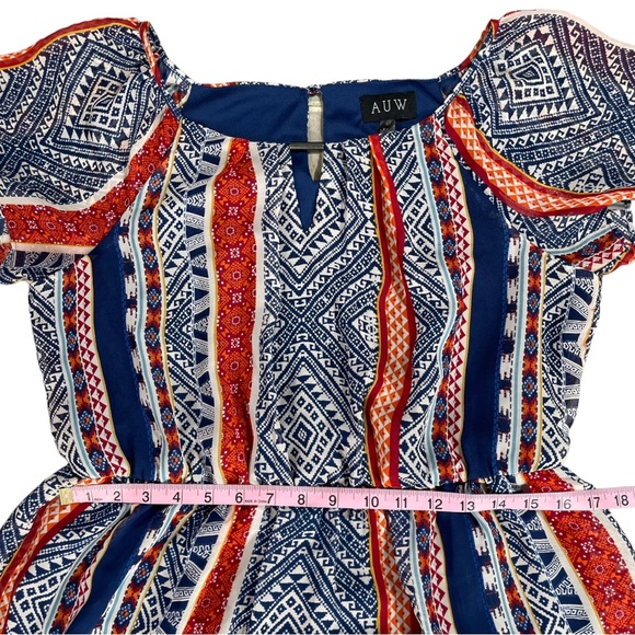 AUW size large red white & blue short sleeve attached slip, keyhole front & back - Picture 8 of 12